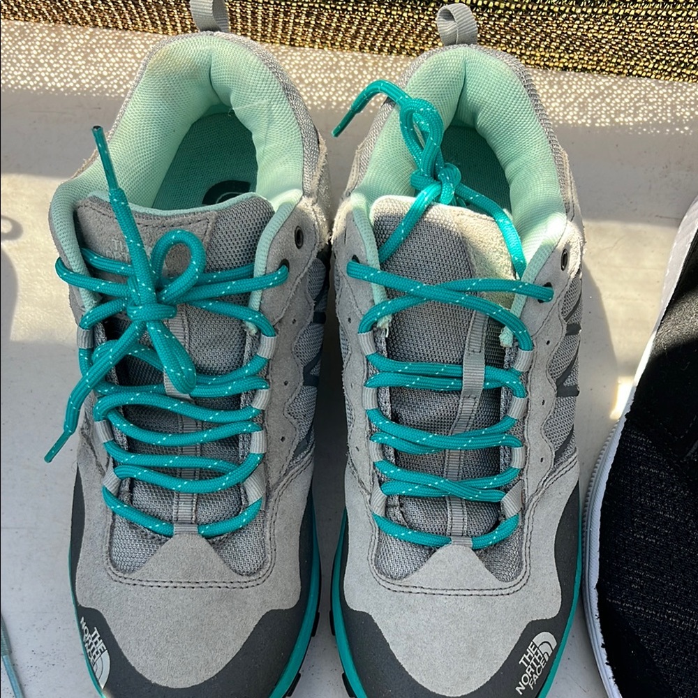 The North Face Gray and Blue Athletic Shoes with Sporty Design